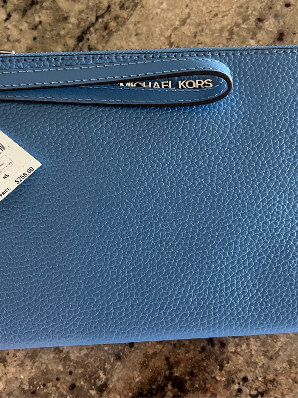 Michael Kors Cornflower Blue Pebbled Leather Wristlet